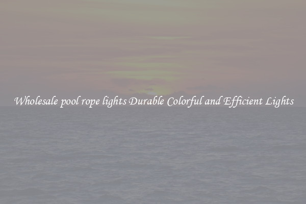 Wholesale pool rope lights Durable Colorful and Efficient Lights