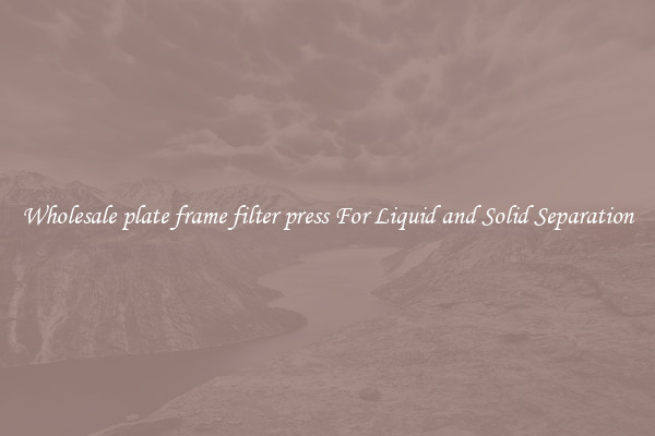 Wholesale plate frame filter press For Liquid and Solid Separation